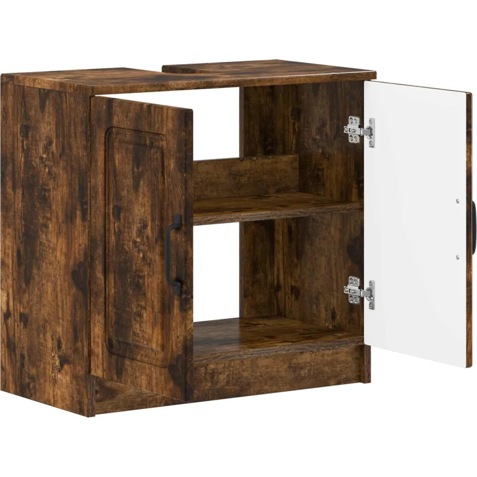 vidaXL Badkamer wastafelkast UTRECHT Gerookt eiken 59,5 x 31,5 x 59 cm Bruin