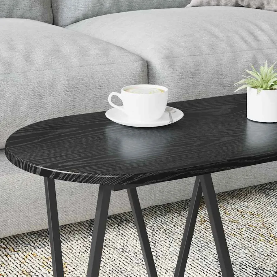 vidaXL Salontafel Zwart Eiken 80 x 40 x 40.5 cm Bewerkt hout en metaal, foto 4