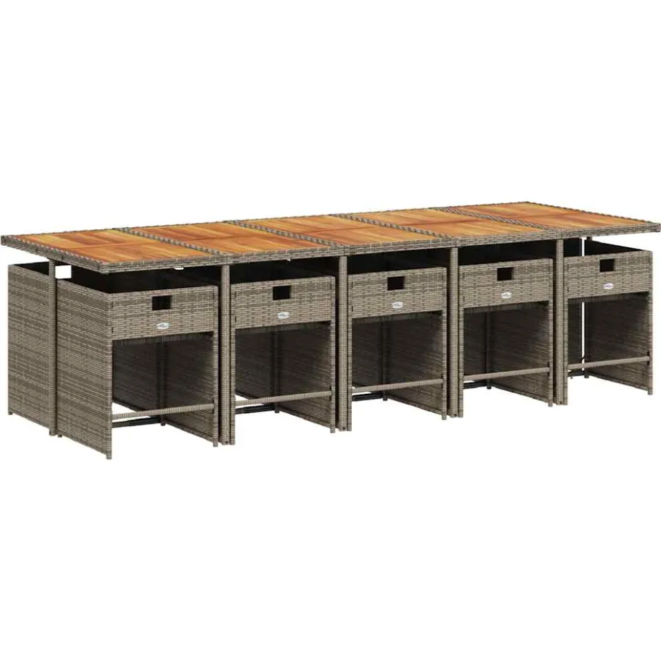 vidaXL 11-delige tuinset met kussens, grijs polyrotan, foto 2