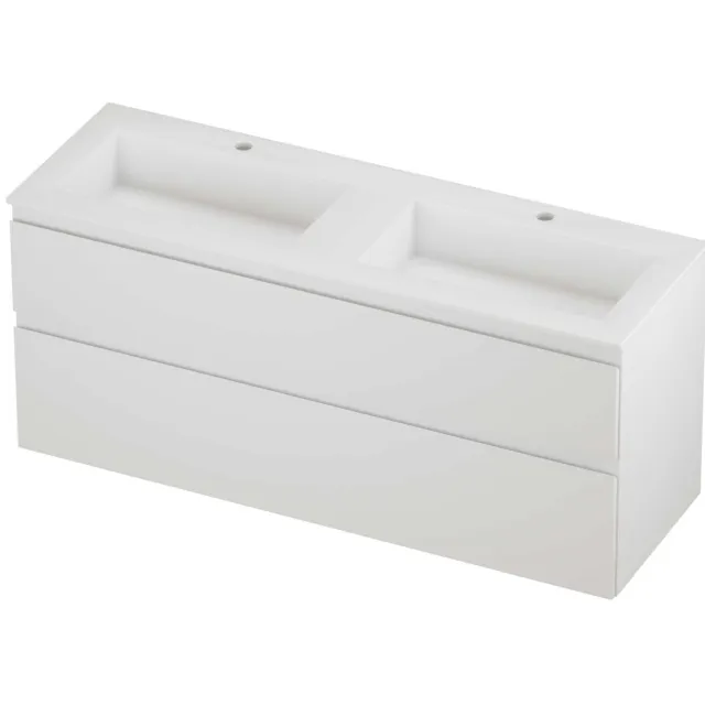 Proline Aristo Badmeubelset Polystone Elegant Dubbel 140x46x62 cm Mat White Mat Wit