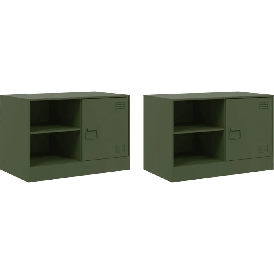 vidaXL Nachtkastjes 2 st 67x39x44 cm staal olijfgroen