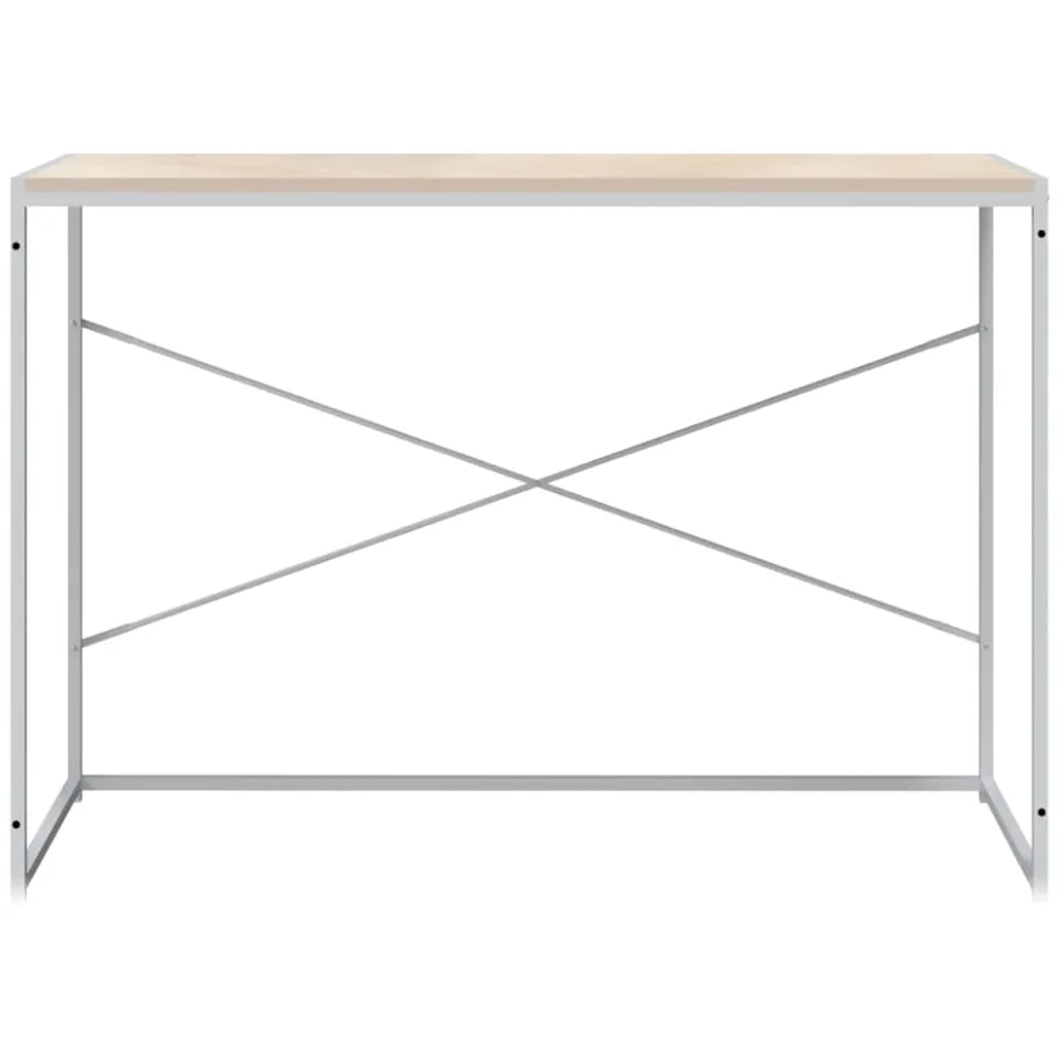 vidaXL Computerbureau 110x60x70 cm bewerkt hout wit en eikenkleurig