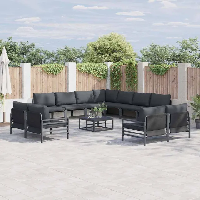 vidaXL Tuinbankenset 12 st Zwart Staal, foto 2