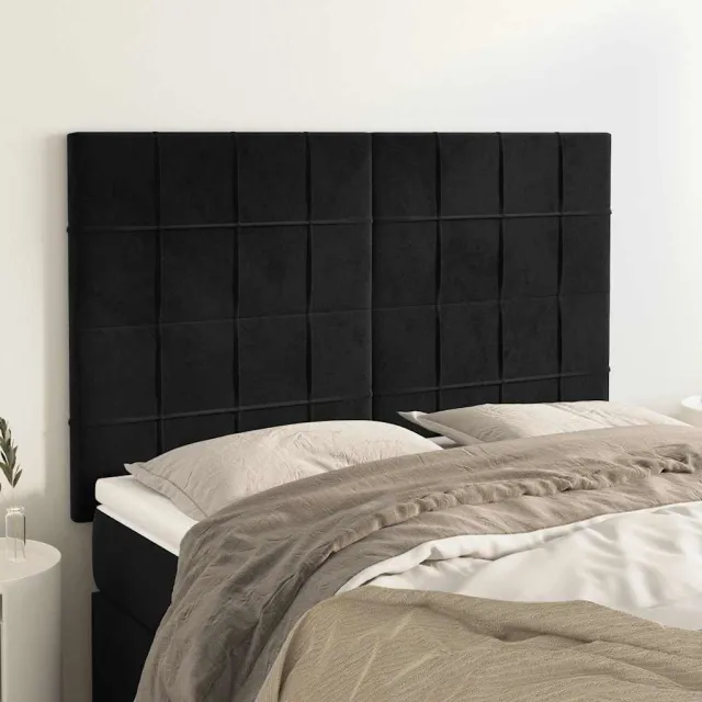 vidaXL Hoofdbord zwart 144x5x118/128 cm fluweel