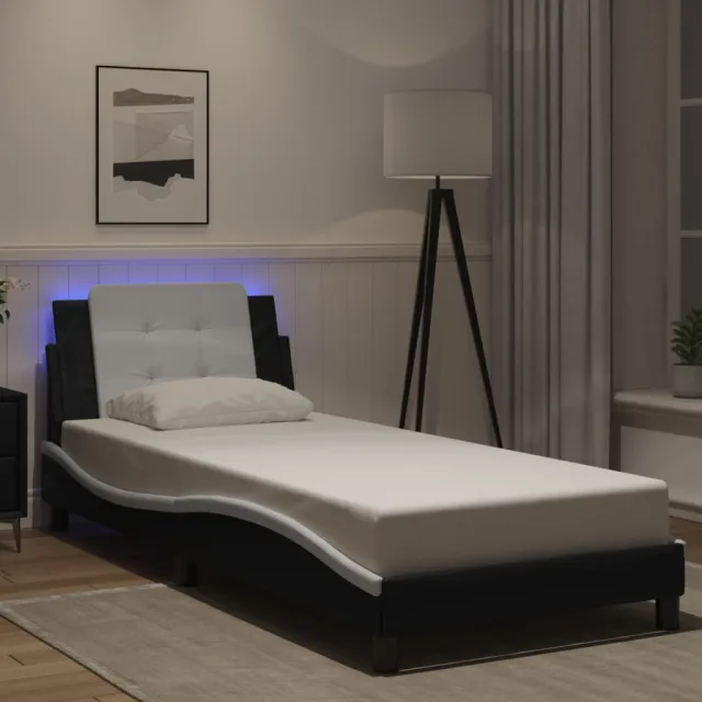 vidaXL Bedframe met LED zonder matras "Zadar" zwart en wit 100x200 cm