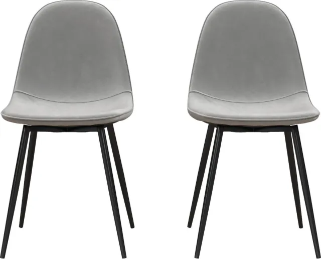 Dorel Home Calvin-Eetkamerstoel - Set van 2 - Grijs Fluweel