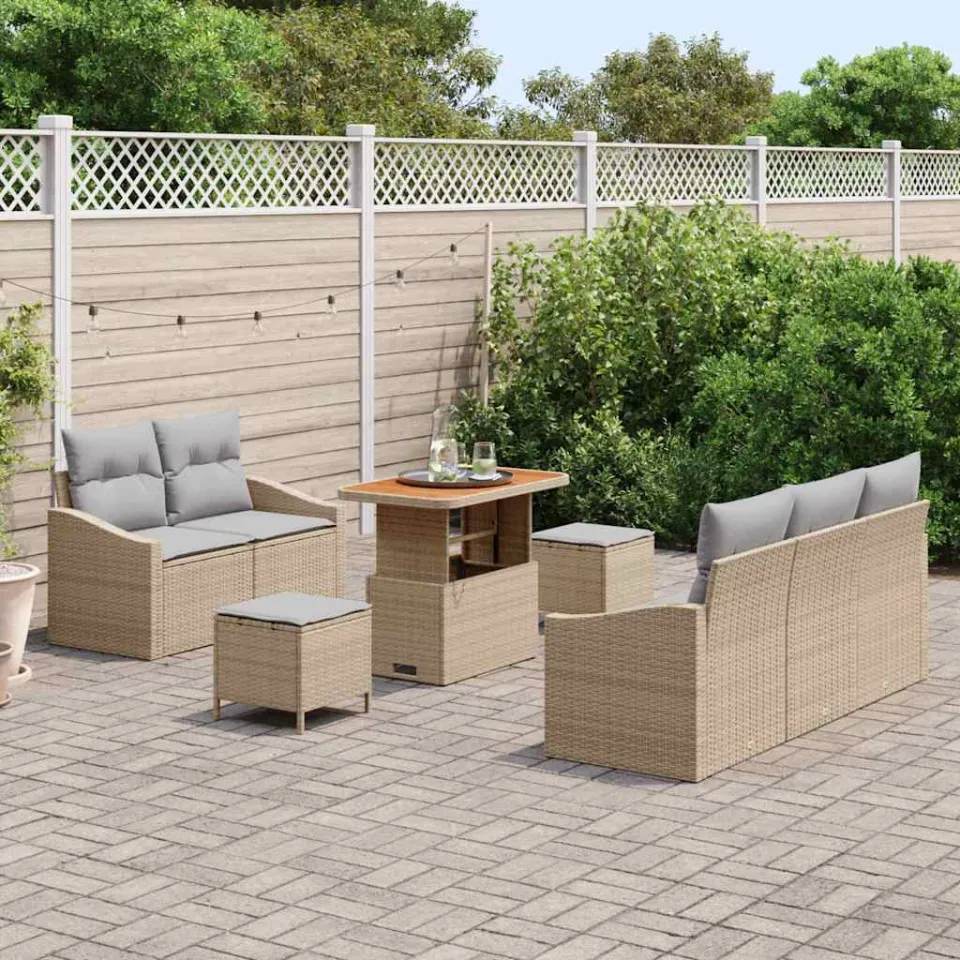 vidaXL Tuinbankenset 8 st Beige poly rattan, foto 3