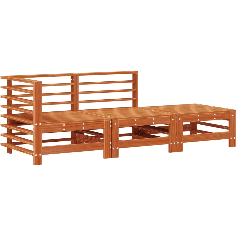 vidaXL Tuin loungeset 3 st Wasbruin Massief grenenhout bruin, foto 3