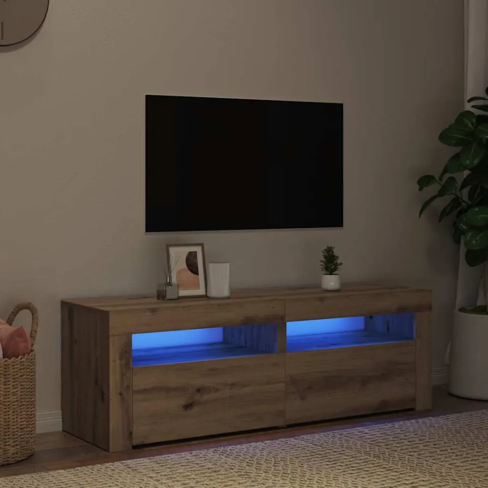 vidaXL Tv-meubel met LED 120x35x40 cm bewerkt hout artisanaal eiken, foto 3