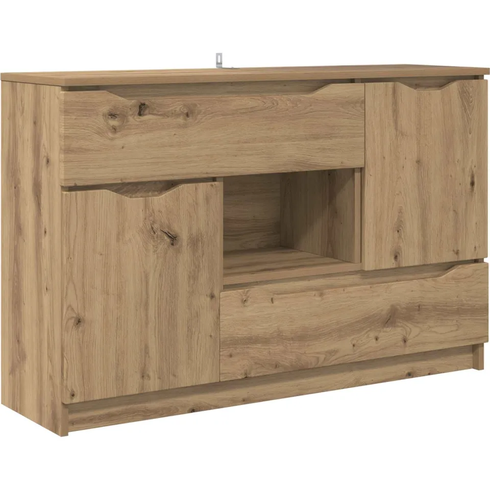 vidaXL Dressoir Artisan Eiken 100 x 30 x 65,6 Bewerkt hout, foto 3