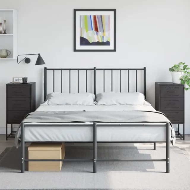 vidaXL Nachtkastjes 2 st 36x39x78 cm staal zwart, foto 2