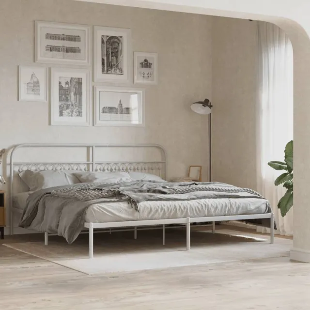 vidaXL Bedframe met hoofdbord metaal wit 200x200 cm