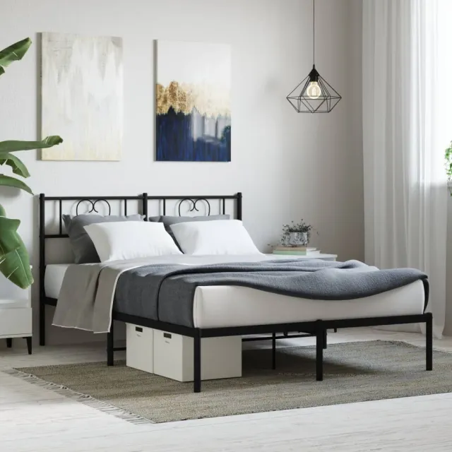 vidaXL Bedframe met hoofdbord metaal zwart 120x190 cm