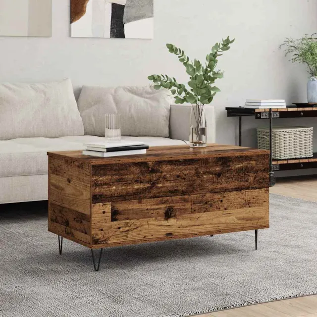vidaXL Salontafel Oud hout 90 x 44.5 x 45 cm Bewerkt hout bruin, foto 2