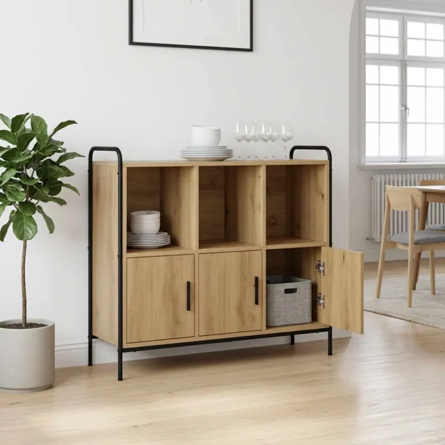 vidaXL Dressoir Artisanaal eiken 97 x 33 x 81 cm Bewerkt hout Bruin