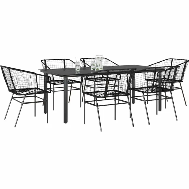 vidaXL 7-delige Tuinset poly rattan glas zwart, foto 2