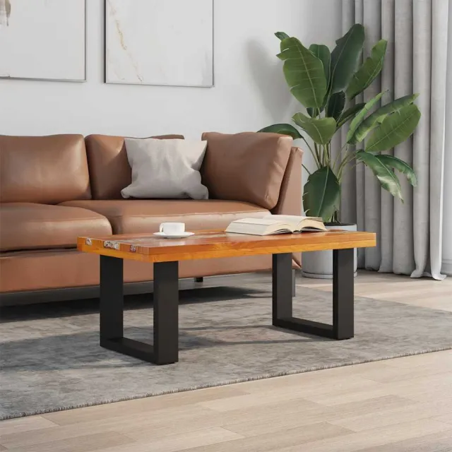 vidaXL Salontafel massief teakhout hars 100x50 cm meerkleurig, foto 2