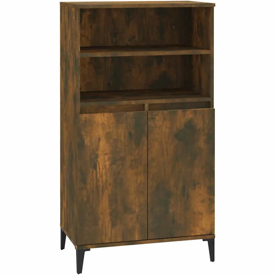 vidaXL Hoge kast Gerookt eiken 60 x 36 x 110 cm Bewerkt hout Bruin
