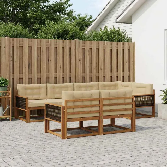 vidaXL Buiten bankenset 8 st 7-zits Natuurlijk en Beige