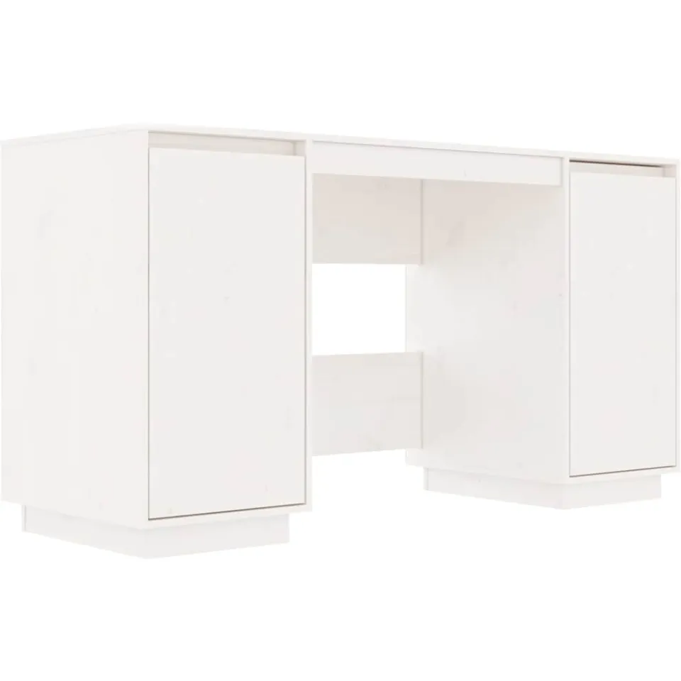 vidaXL Bureau 140x50x75 cm massief grenenhout wit