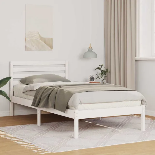 vidaXL Bedframe met hoofdeinde Wit 100 x 200 cm Massief grenenhout