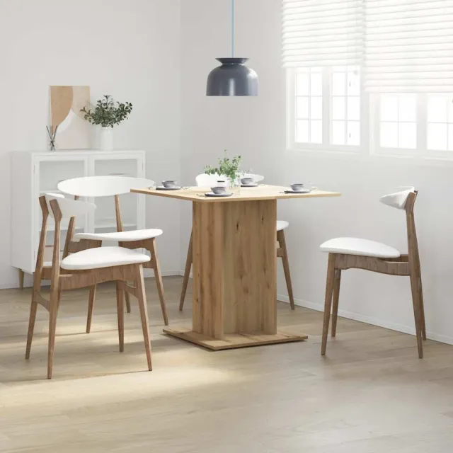 vidaXL Eettafel 80x80x75 cm bewerkt hout artisanaal eikenkleurig Bruin