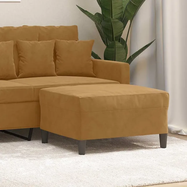 vidaXL Voetenbank 70x55x41 cm fluweel bruin, foto 2