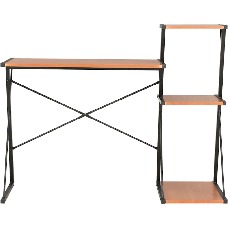 vidaXL Bureau met schap 116x50x93 cm zwart en bruin