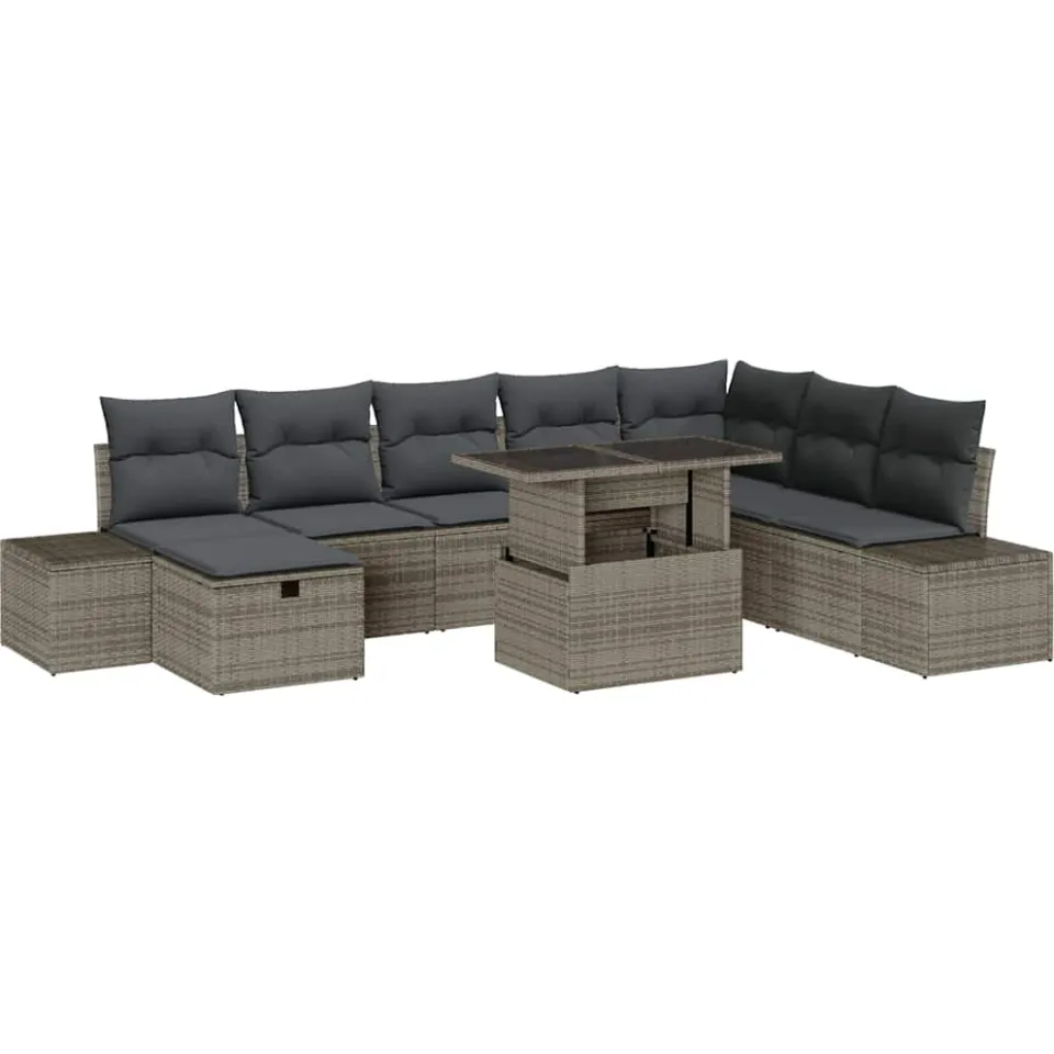 vidaXL Tuin Sofa Set 9 st Grijs poly rattan