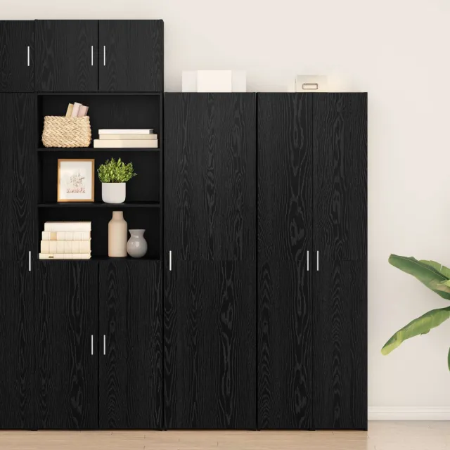 vidaXL Hoge kast Zwart Eiken 50 x 42,5 x 185 cm