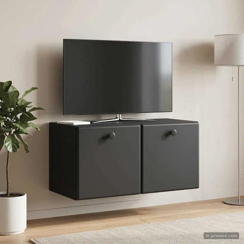 vidaXL Wandbeugel TV-kast 59,5 x 31 x 30 cm Zwart Bewerkt hout, foto 4