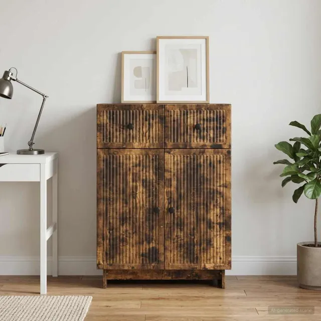 vidaXL Dressoir Gerookt eiken 66 x 34,5 x 90 cm Bewerkt hout Bruin