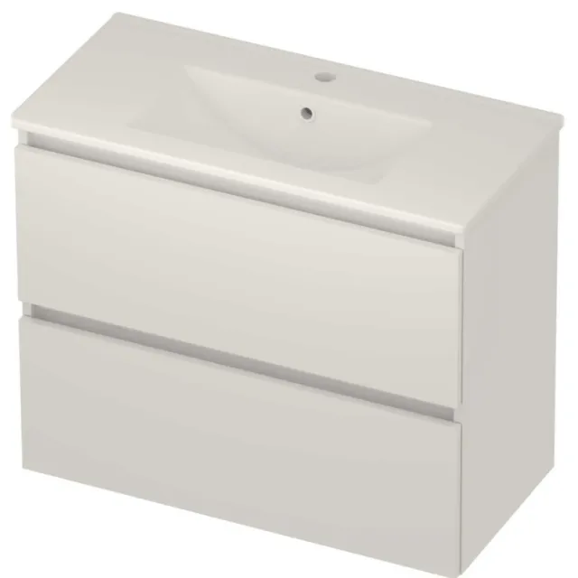 Basic-Line Score 39 Badmeubelset Porselein 1 Kraangat Greeploos 80x39x62 cm Ice White Glans Wit