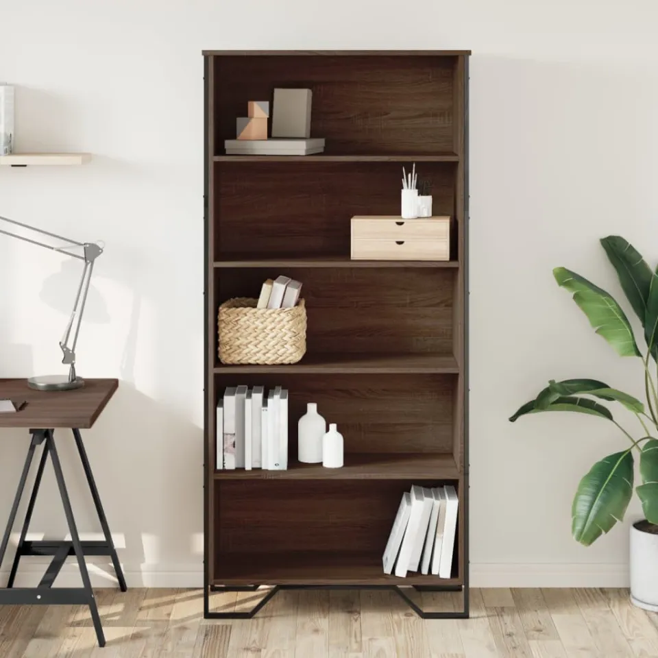 vidaXL Boekenkast 80x31x169 cm bewerkt hout bruin eikenkleurig, foto 3