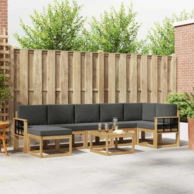 vidaXL Buiten bankenset 8 st 7-zits Wit en antracietkleurig Polyester