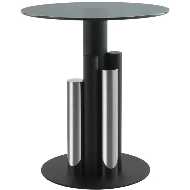 Padiro ronde bijzettafel - Ø 46 x 52 cm - Zilverkleurig / Grijs - Modern Art deco Glamour - Glas, Roestvrij staal - gehard glas