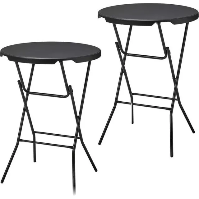 Alora Statafel - Set van 2 - Zwart - ø80x110 cm - statafels - cocktailtafel - hoge staan tafel - staantafels - staantafel - partytafel