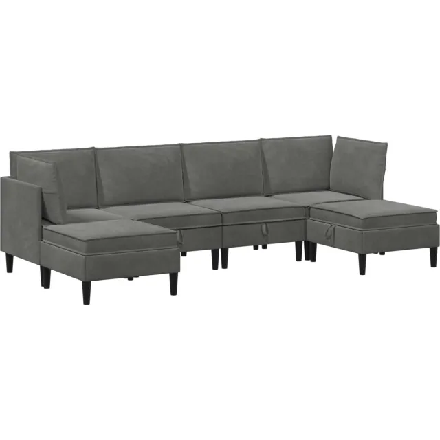 vidaXL Woonkamer - Meubelset - 6 - st - 280 - x - 140 - x - 82 - cm - Donkergrijs - Fluweel