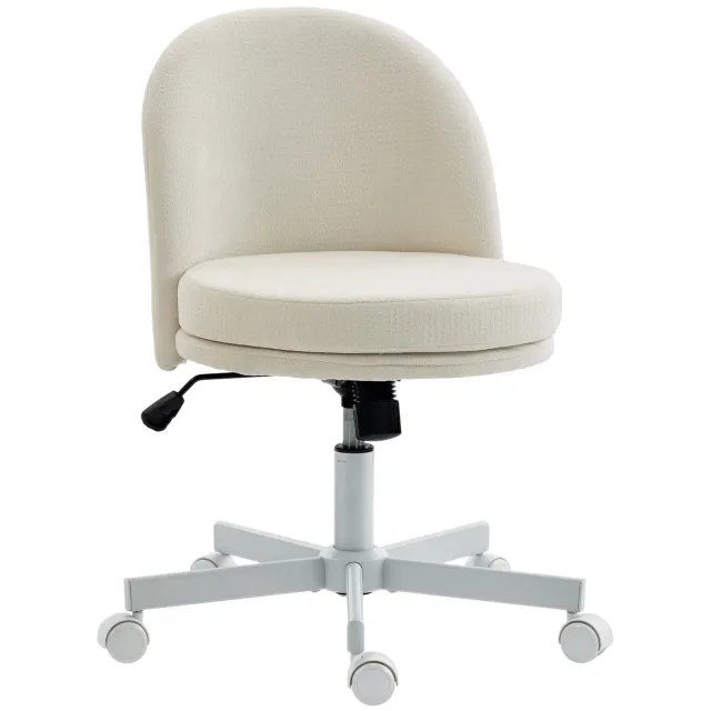 Homona Bureaustoel - Met wippfunctie en in hoogte verstelbaar - Chenille-optiek - 57 x 58 x 73-83 cm - Crèmewit