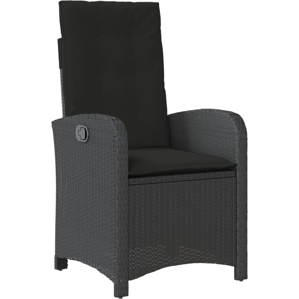 vidaXL 5-delige Tuinset met kussens poly rattan zwart