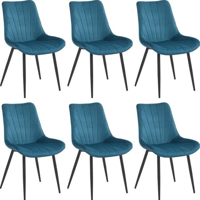 Colenis Lesedi Eetkamerstoel - Set Van 6 - Petrol - Fluweel - Velvet - Industrieel