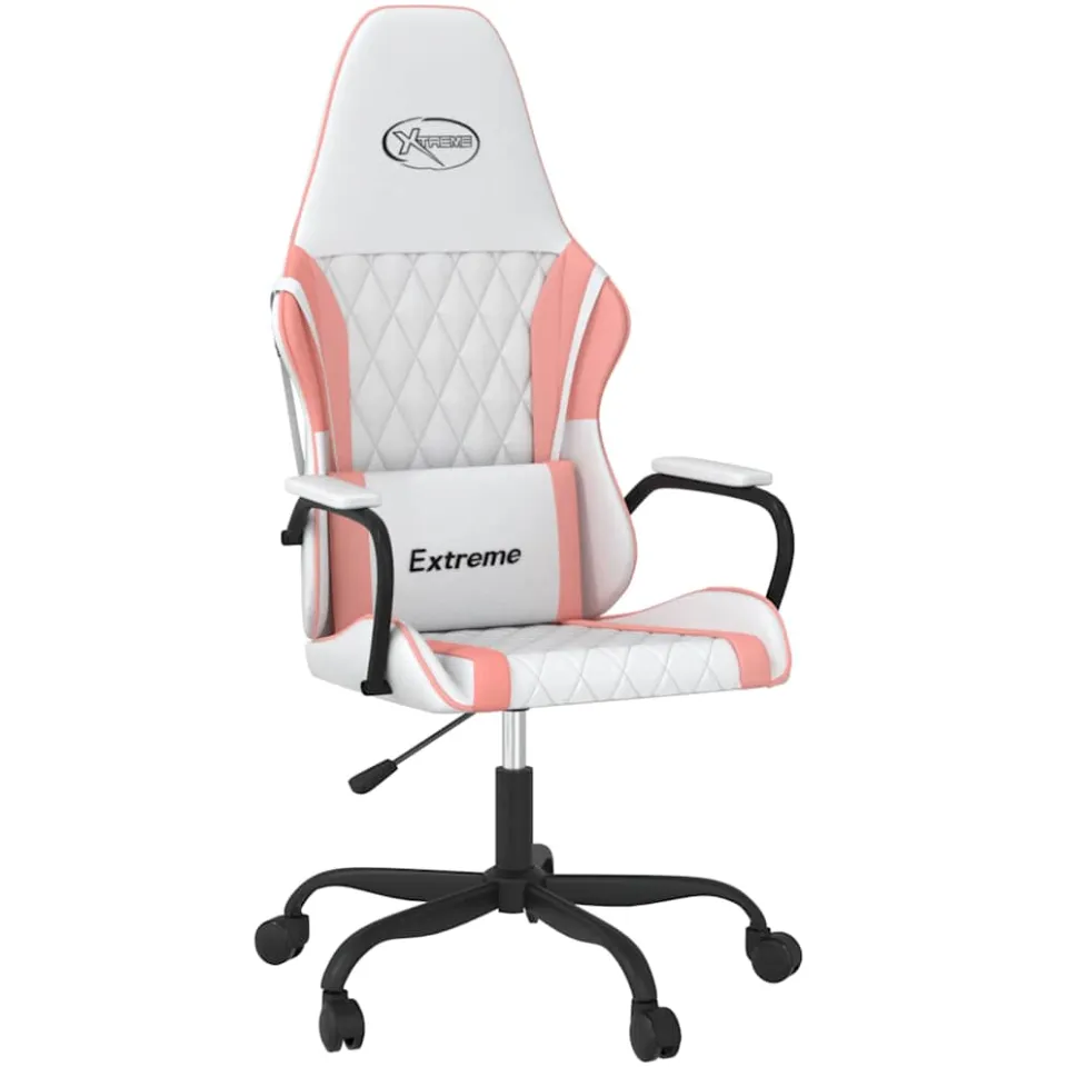 vidaXL Gamestoel kunstleer wit en roze, foto 3