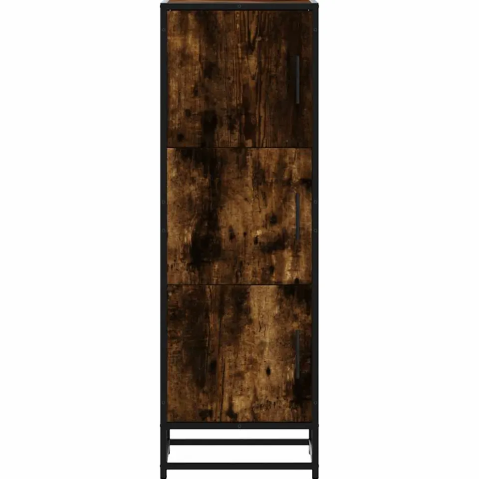 vidaXL Hoge kast 35,5x35x106,5 cm bewerkt hout en metaal gerookt eiken, foto 3