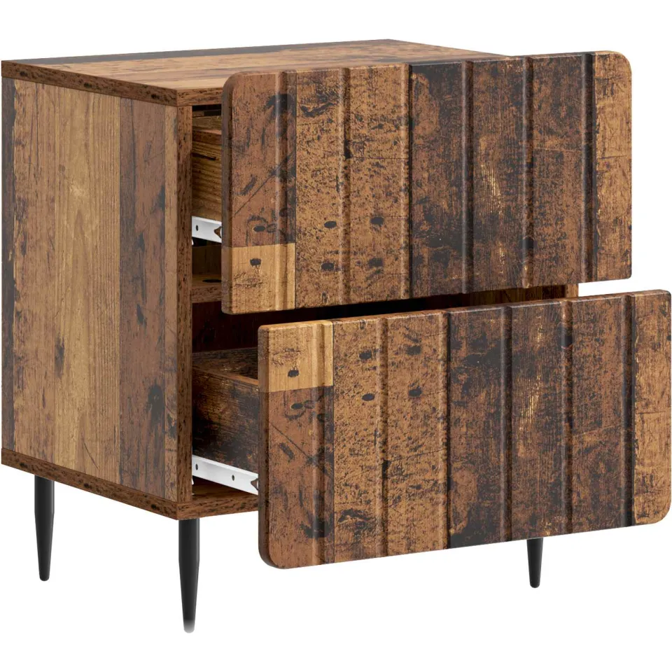 vidaXL Nachtkastje Oud hout 43 x 34,5 x 49,5 cm Bewerkt hout bruin, foto 3