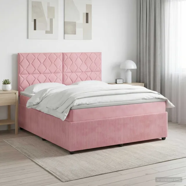 vidaXL Boxspringbed met matras Roze 180 x 200 cm Fluweel
