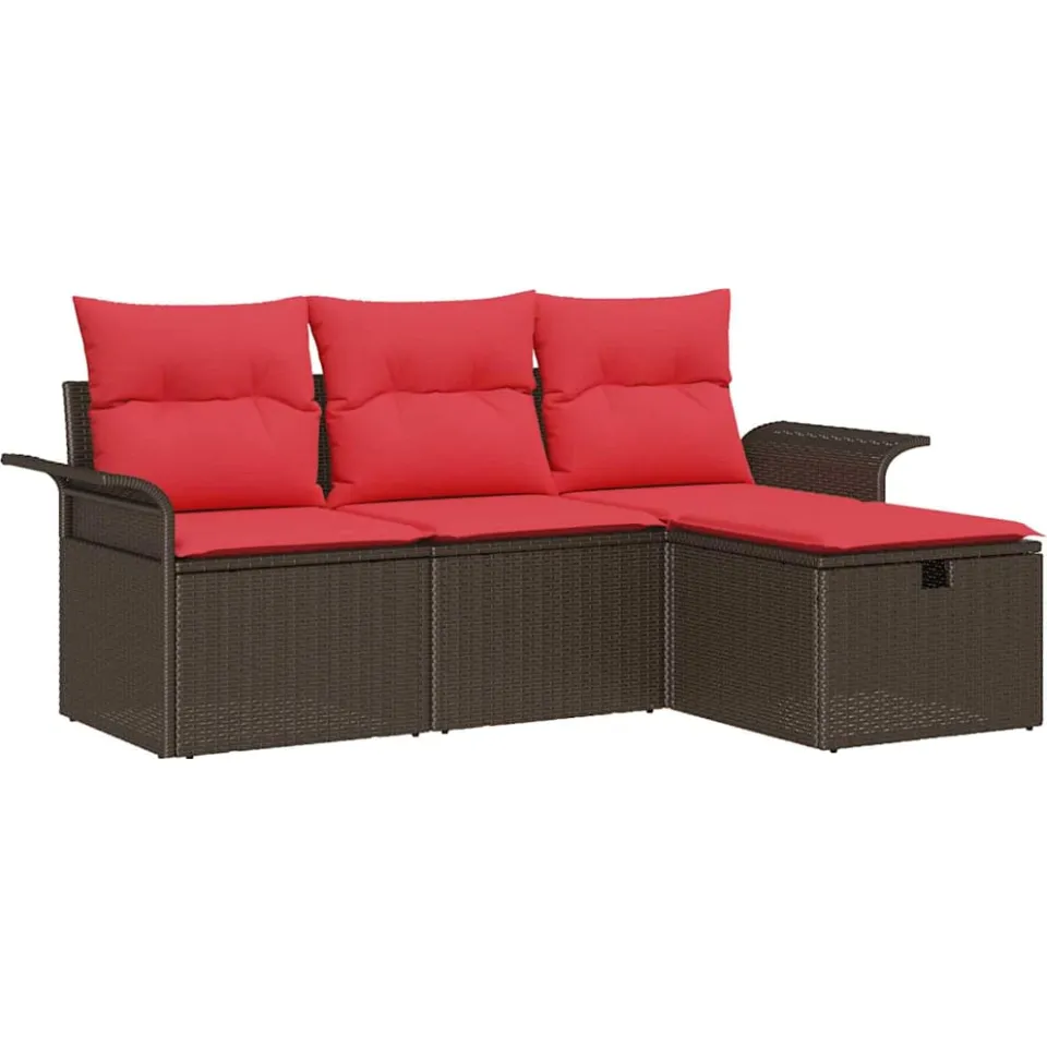 vidaXL Tuin Sofa Set 4 st Poly riet Zwart