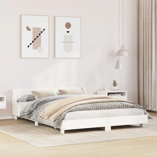 vidaXL Bedframe zonder matras massief grenenhout wit 140x190 cm