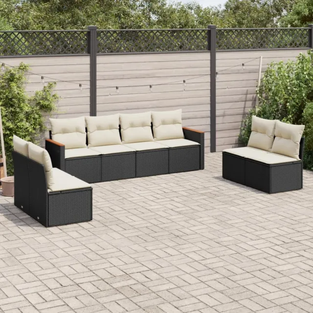 vidaXL 8-delige Loungeset met kussens poly rattan zwart, foto 2