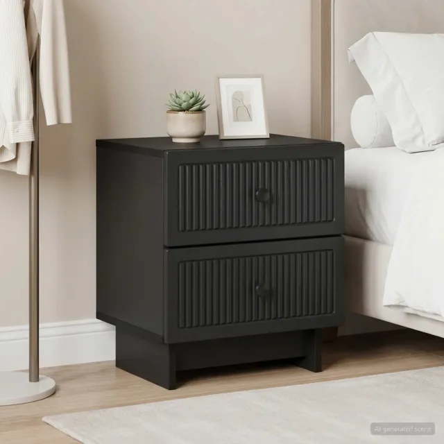 vidaXL Nachtkastje 2 st Zwart 43 x 34,5 x 47,5 cm Bewerkt hout, foto 2