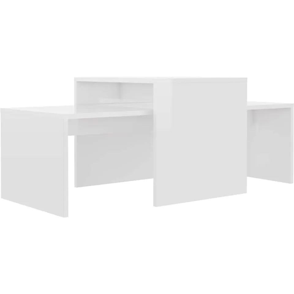 vidaXL Salontafelset 100x48x40 cm bewerkt hout hoogglans wit